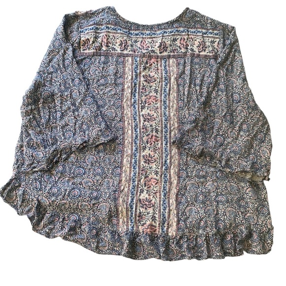 Cynthia Rowley Blue Ruffled 3/4 Sleeve Blouse Size 3X 100% Viscose - Picture 3 of 8